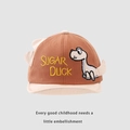 Caramel and beige baby baseball cap featuring a cute embroidered dinosaur and Sugar Duck - 45-48cm / Coffee Tail Dinosaur