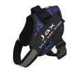 Adjustable K9 dog harness with purple graffiti print and reflective safety strips - Starry Blue