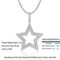 S925 sterling silver pentagram star pendant with moissanite pavé in white gold finish - Star Pendant
