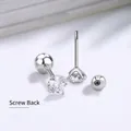 Sparkling 925 sterling silver stud earrings with zircon stones and secure screw back design - 6mm Zirconia Ball Pair / Silver