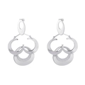 Silver layered hoop earrings with textured glitter finish and polished crescent design - Silver Multi-layer Crescent Frosted Style (KE31248-D)