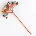 Handcrafted colorful crystal gemstone tree with copper wire trunk on white background - Multicolor Branch Style