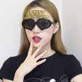 Happy New Year party sunglasses with black heart frame and golden glitter lettering - Gold Glitter Heart New Year Glasses