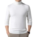 Slim fit men's white turtleneck sweater in premium knit fabric for autumn and winter - M / White