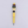 Penna a sfera gialla con perline nere e scritta motivazionale Keep Up The Good Work - Continua così con il buon lavoro