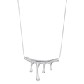 Pendentif goutte de lave argentée sur une chaîne serpent élégante pour femme style moderne - Design en Métal Liquide Fondu (01)