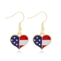 Golden heart-shaped earrings featuring the American flag enamel pattern for Independence Day - Style 28-Star and Stripes Flag Heart Earrings