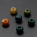 Polished 12mm natural agate beads in moss green and amber tones for DIY jewelry - 1 Piece / India Agate