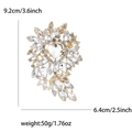 Golden alloy heart brooch with clear crystals and leaf spray design for women coats - Gold / White Zirconia