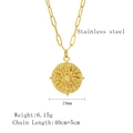 Gouden roestvrijstalen ketting met 19mm zonnehanger en trendy paperclip-schakelketting - Goud