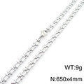 Silver stainless steel watchband link chain necklace with lobster clasp 650x4mm - Steel Color Necklace 65cm (KN289991-Z)