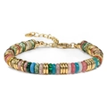 Bohemian beaded bracelet with colorful discs and golden metal accents on white background - Bracelet Style 1 / 6mm