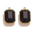 Pendaglio in cristallo nero rettangolare con bordo dorato e taglio ottagonale per gioielli - Stile B Nero