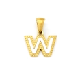 Elegant gold-tone stainless steel pendant featuring white enamel letter W with beaded edge - Letter W (Single Pendant)