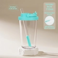 Tiffany blue 710ml Tritan straw cup with retractable boba straw and transparent body - 24oz / Teal