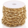 Bulk 18k gold plated stainless steel bead chain on a white spool for DIY jewelry making - Gold