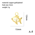 Golden 18K gold plated fish charm with colorful zircon stones for DIY jewelry making - Gold Fish A-5 (White)