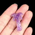Natural amethyst coconut tree pendant with crystal texture for DIY jewelry making - Amethyst