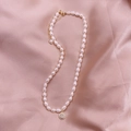 Baroque freshwater pearl necklace with gold smiley face pendant on pink silk - Smiley Face - Rhinestone