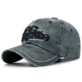 Berretto da baseball in cotone grigio scuro invecchiato con ricamo PG 3D e cuciture bianche - Regolabile / Verde Militare