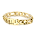 Polished gold-plated 3:1 NK chain bracelet for men with secure jewelry fold-over clasp - 11mm 21cm Gold Bracelet (KB154601-Z)