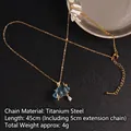 Titanium steel necklace with a blue cloud pendant, gold lightning, and teardrop zircon - Gold Color Blue Cloud