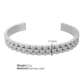 Silver finish watchband texture stainless steel bangle bracelet with 7.7mm width - Watch Strap Texture Open Bangle (SZ52) / Silver