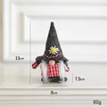 Christmas gnome doll in grey daisy hat and red plaid outfit, 13cm tall festive decor - 13CM Black Long Beard