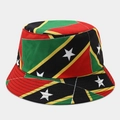 Dettaglio della stampa bandiera Saint Kitts e Nevis su un cappello a secchiello in cotone - M (56-58cm) / Saint Kitts e Nevis Color-Block (Colore #19)