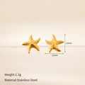Starfish shaped earrings in 14K gold plated stainless steel with 12mm size details - 10# Gold Starfish Stud Earrings