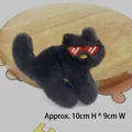 Cute black plush cat brooch with red heart sunglasses for backpack decoration, 10x9cm - Original Back-opening / Black
