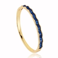 Modern 18k gold plated wave bangle featuring rectangular blue crystal stones - Blue