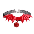 Sexy black lace bat choker with red wings and bell for festival and Halloween parties - 4# Red Bat Wings Red Bell Gauze Choker