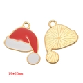 Christmas hat pendants with red enamel finish and golden metal backing in 19x20mm size - Christmas Hat (A3-101)