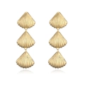 Summer beach style light gold triple shell tassel earrings with shell shape layered dangles - Style C (Three Layer Shell) / Gold