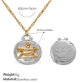 Double-sided Sagittarius pendant necklace in gold-plated stainless steel with dimensions - Two-tone Sagittarius