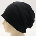 Classic black knitted slouchy beanie for men and women shown on a mannequin head - Adjustable / Black