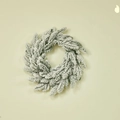 Green cedar Christmas wreath with realistic faux snow on creamy white background - 40CM Snow Flocked Wreath