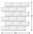 30x30cm White 3D brick texture self-adhesive foam wall sticker tile for home decor - 2807-White Glossy Subway Tile