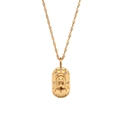 Collier en acier doré avec pendentif ovale Vierge orné de zircons scintillants - Vierge