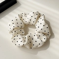 Elastico per capelli crema a pois neri in elegante tessuto chiffon stile francese - Stile Pois Regolare