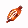 Translucent amber resin banana hair clip with secure double-sided teeth design - Glossy Tortoiseshell