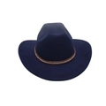 Navy blue western cowboy hat in felt with brown studded leather band for men and women - Navy Blue