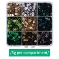 Organisateur à neuf cases avec paillettes métalliques multicolores pour loisirs créatifs - Boîte 29 5mm