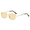 Octagonal metal sunglasses with light yellow lenses and a polished gold finish - Gold Frame Light Tea Lens