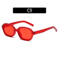 Trendy rode doorschijnende ovale holle zonnebril met PC-montuur in retrostijl - Transparant Rood Frame Rode Lens