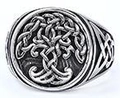 Detail of vintage silver Viking Celtic ring featuring Tree of Life relief and braided texture - US Size 7 / Celtic Tree Of Life Silver (22203)