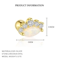 S925 sterling silver marquise opal stud earrings with zirconia accents in gold finish - Cluster Opal / Gold - Single Piece (E4685)