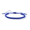 Handmade royal blue woven rope bracelet with adjustable cord and silver beads - Sapphire Blue