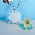 Moule en silicone en forme de feuille d'érable pour sous-verres DIY et produit fini vert - Moule de dessous de verre en forme de grande feuille d'érable miroir